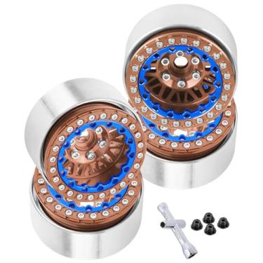 Imagem de BRCatWPark Aros de roda RC 1.9 para carro de rastreador RC 1/10 Axial SCX10 SCX10 II 90046 SCX10 III AXI03007 TRX4 D90, aros de roda de alumínio 1,9, marrom