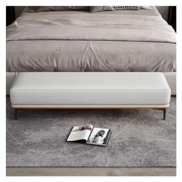Imagem de Banco de cama para quarto, banco de entrada de couro PU, banco de cama estofado com pernas de metal, para sala de estar, hall de entrada, sala de jantar, quartos, banco colocado no final da cama (180
