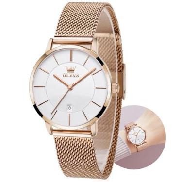 Imagem de Relógio OLEVS Rose Gold Feminino - À Prova D'Água - Para Pulso Pequeno