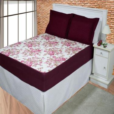 Imagem de Protetor de Colchão Impermeável Queen Estampado Bouquet Rose Enxovais 