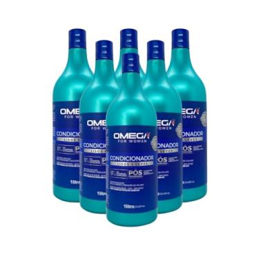 Imagem de Condicionador Lisos e Leves 1L Omega Hair Fardo 6 Unidades