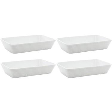 Imagem de Conjunto de Travessas de Porcelana Lyor Linea 1L Brancas 4 Pratos Refr