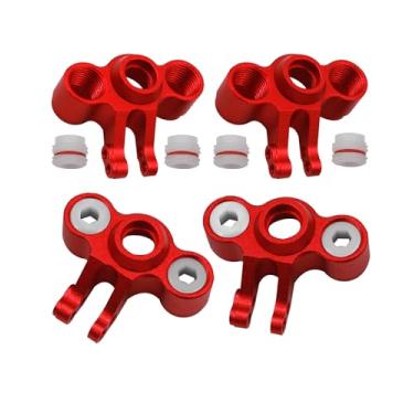 Imagem de Rcarmumb Front Rear Axle Carriers Knuckle Arm Upgrades Part for 1/16 E-Revo/Mini Slash/Mini Summit,4PCS Alloy Front Rear Axle Carriers Knuckle Arm Hops Up,(Left & Right),Replace 7034,Red