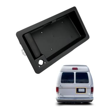 Imagem de Maçaneta de porta externa, carcaça traseira direita e suporte de placa de carro, compatível com Ford E150 E250 E350 E450 Econoline 1992-2007 e mais substitui a maçaneta externa # 6C2Z-15434A20-AA