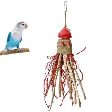 Imagem de Brinquedos coloridos para mastigar pássaros, papagaio, triturador de forrageamento, grama natural, gaiola pendurada, brinquedo para conure, periquitas, calopsitas e pássaros de estimação de tamanho