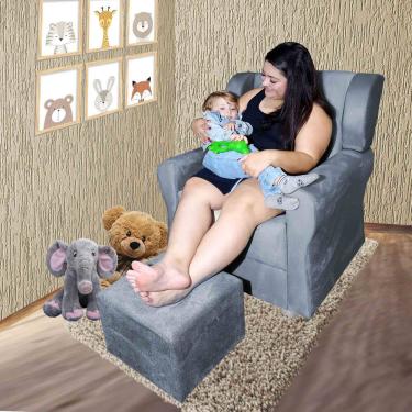 Imagem de Poltrona Amamentação Descanso Fixa C/ Puff Stella Grafitte