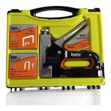 Imagem de Grampeador Profissional Tapeceiro Madeira Estofado 3 Em 1 - BESTFER