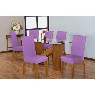Imagem de Capa Para Cadeira Mesa De Jantar 04 Lugares Malha Gel Oferta lilás - F