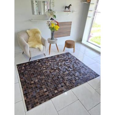 Imagem de Tapet De Couro Quadriculado Natural Bovino 2,00 x 1,50 m (Café)