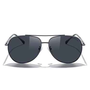 Imagem de MERRY'S Óculos de sol aviador para mulheres e homens, lentes espelhadas polarizadas com estojo - Óculos de sol polarizados para dirigir 60 mm, Armação cinza/lente preta, Lens width: 60 millimeters