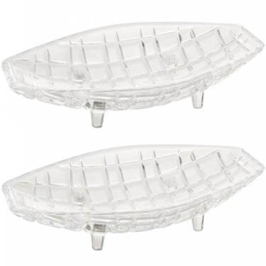 Imagem de 2 Centros de Mesa Cristal Deli Lyor 26x14x5,5cm Fruteira Decorativo Sa
