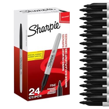 Imagem de Sharpie Marcadores permanentes, ponta fina, preto, 24 unidades