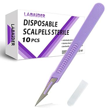 Imagem de LabAider lâminas de bisturi nº 11 faca cirúrgica estéril descartável para biologia, anatomia, dermaplaining, podologia, prática de corte, estudante de medicina, escultura, reparo, artesanato
