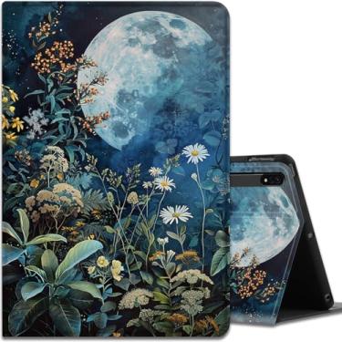 Imagem de Capa para Samsung Galaxy Tab S8 Plus 2022/S7 FE 2021/S7 Plus 2020 31.5 cm, ângulos de visualização múltipla, com função hibernar/despertar automática para Samsung Galaxy Tab S8 Plus, planta florida e