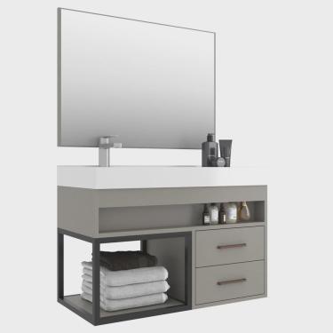 Imagem de Conjunto Balcão para Banheiro com Espelheira New 80