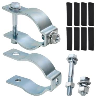 Imagem de Numano (Pacote com 2) para kit de suporte de portão de tubo compatível com sistemas de abertura automática de portão, adequado para cabo de chave de bateria, serve para tubos de 4 a 5 cm