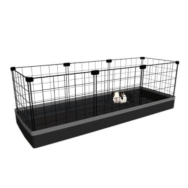 Imagem de Cercado Aramado Pet Porquinho da Índia 40x120 com Bandeja Higiênica Tapete Impermeável Fácil de Limpar Cercadinho Proteção Filhotes de Cachorro (Tela Branca e Tapete Vermelho)