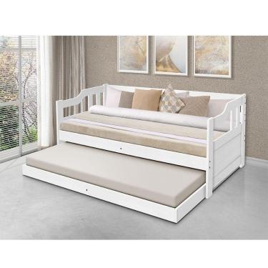 Imagem de Sofá Cama Solteiro Com Cama Auxiliar + 2 Colchões Atraente - Branco - Branco