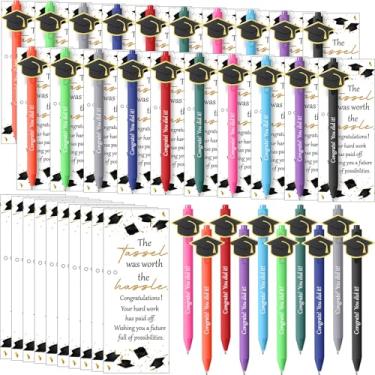 Imagem de MotiMind 20 conjuntos de canetas esferográficas de formatura classe de 2025 presentes em massa para formatura com cartões motivacionais lembrancinhas de festa para universidade, faculdade, ensino