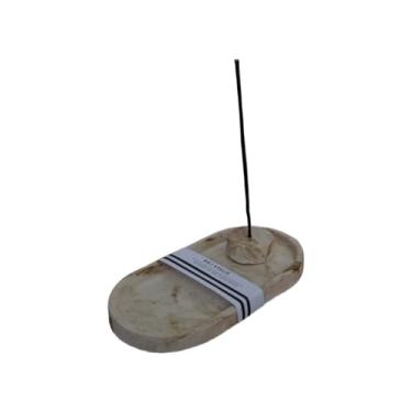 Imagem de Kit Porta-Incenso e Bandeja Oval Artesanal(MARMORIZADO)