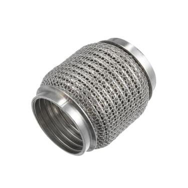 Imagem de A ABSOPRO Tubo flexível de escapamento de carro, 63 x 102 mm 6.3 cm x 10.2 cm Tubos de conector flexível de escapamento universal para carro durável aço inoxidável prateado substituição do item