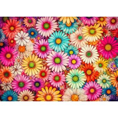 Imagem de HUADADA Quebra-cabeças para adultos 1000 peças, pétala com pôster interloque perfeitamente letra na parte de trás sem poeira, decoração de casa, brinquedo de presente de festa de aniversário para