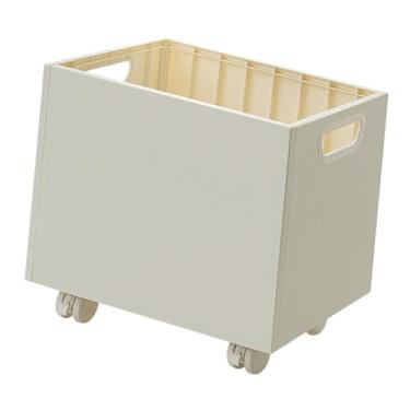 Imagem de IEUDNS Sob o caixa de mesa com rodízios sob a caixa de arquivos do organizador de documentos do organizador de livros de mesa com alças para sala de estar, Branco