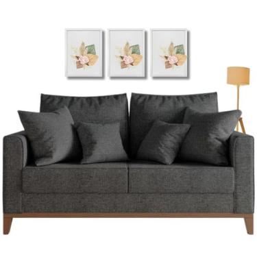 Imagem de Sofá Living Beny 1,40m. Estofado em linho. - Leonardi, Grafite