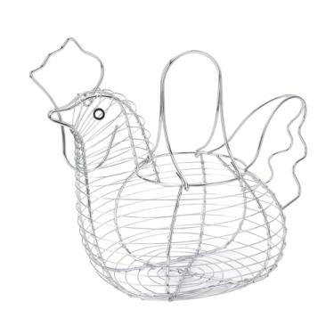 Imagem de Cesta de Ovos Em Forma de Frango Forjado - Suporte Frutas Tecidas para Organização da Cozinha, Recipiente Ovo Metal para e Frutas, Solução Armazenamento Elegante e Funcional (Como mostrado)