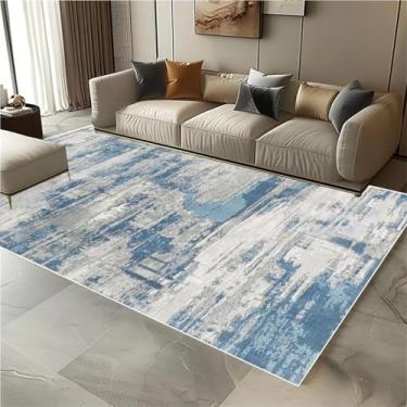 Imagem de Tapete decorativo abstrato estilo nórdico para sala de estar, flanela macia, decoração de quarto, tapete de cor clara para sala de estar, sofá (200 x 300 cm, 78,7 x 118 pol./Flanela-7)