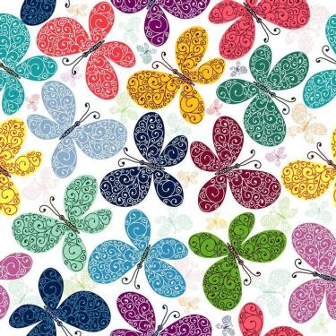 Imagem de Papel Parede Adesivo Borboletas Coloridas Quarto Infantil