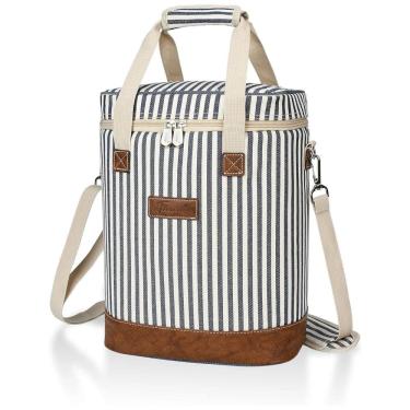 Imagem de Bolsa Térmica Para Transporte de Vinhos até 4 Garrafas com Alça Ajustável, TIRRINIA, Azul