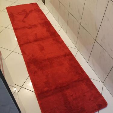 Imagem de Passadeira Tapete Macio 0,66 X 1,80m Antiderrapante Vermelho