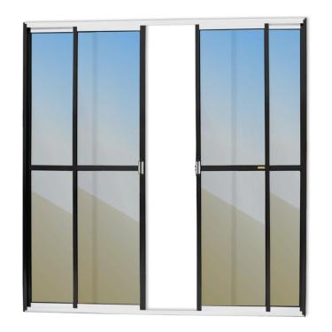 Imagem de Porta Balcão 4 Folhas Super 25 Vidro Reflex 210cm X 200cm Brimak Mix Preto