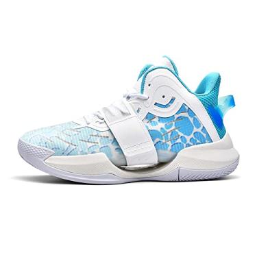 Imagem de Bolognifi Tênis de basquete masculino colorido e respirável Calçados esportivos de alto desempenho Equipamento de basquetebol(White,37 BR)