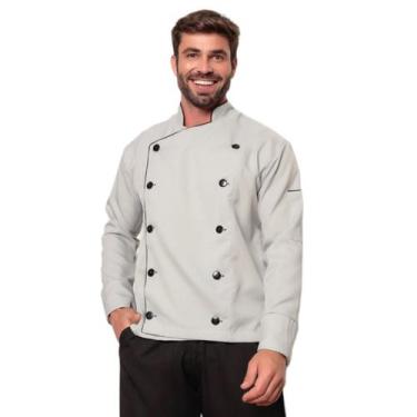 Imagem de Dolma Chef Masculina Manga Longa Cinza Torino - Gardenia Jalecos, M