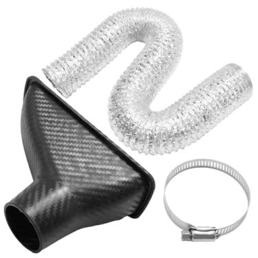 Imagem de ZUDKSUY Duto de ar universal para carro, duto de admissão do para-choque dianteiro, duto de ar quadrado de freio de carro com mangueira flexível extensível e faixa de mangueira adequada para vários