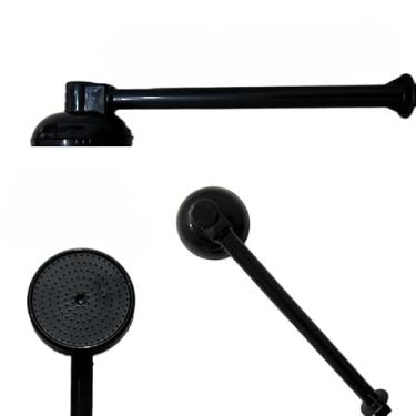 Imagem de Ducha Cromada Chuveiro Frio Chuveirão Quintal Externo Interno Plástico Cano 30cm Rosca 1/2 (90mm PRETA)