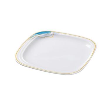 Imagem de Prato quadrado de porcelana de imitação delicada de cor esmaltada estilo nórdico - placa quadrada Jinshan de 25,4 cm