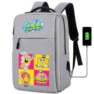 Imagem de Mochila Bolsa MediInfantil com USB Estampa Esponja Divertida Amarela p
