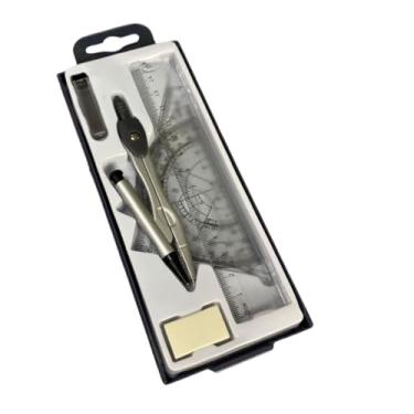 Imagem de Conjunto de Compasso com RéGua - Conjunto de Desenho de Borracha E Grafite - ContéM Compasso Escolar e Esquadro Transferidor(Sortido)