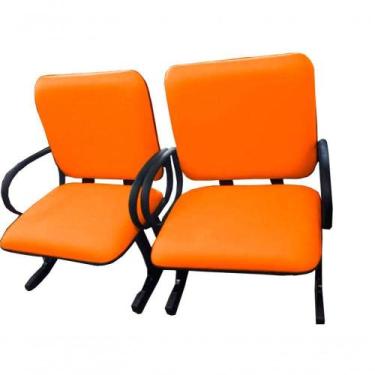 Imagem de 02 Cadeiras Para Escritório Para Obesos Até 250kg Laranja - DESIGN OFF