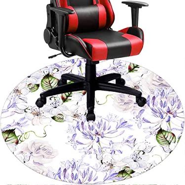 Imagem de Tapete de cadeira de escritório com flores, textura de flor, tapete de cadeira de mesa para piso de madeira de escritório em casa, protetor de piso de pilha baixa, redondo de 91 cm