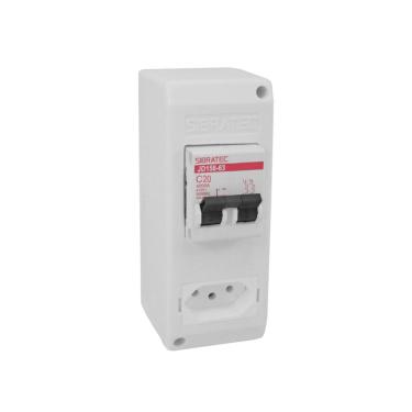 Imagem de Caixa Sobrepor Com Disjuntor Bi 20A Tomada Pad Brasil 20A