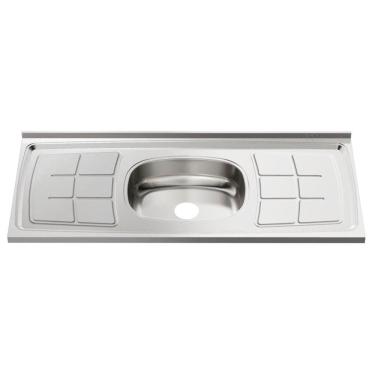 Imagem de Pia Inox Ghel Plus 1800x560x110mm Cuba Central N2 Escorredor Concretada sem Válvula