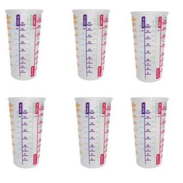 Imagem de Kit 6 Copos de Plástico Medidor Dosador 500ML 3205-JAGUAR