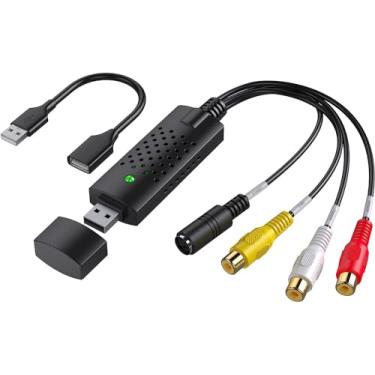 Imagem de Capture Card, USB Video Capture Card Device, Audio Video Converter Grabber for RCA to USB-Convert VHS Mini DV VCR Hi8 DVD to Digital, for PC TV Tape Player Camcorder, MAC Windows Vista Compatible