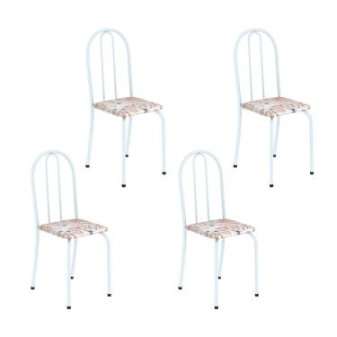 Imagem de Kit 4 Cadeiras Tubular 89x37x42 Cm Ane B Botanic Bege / Branco
