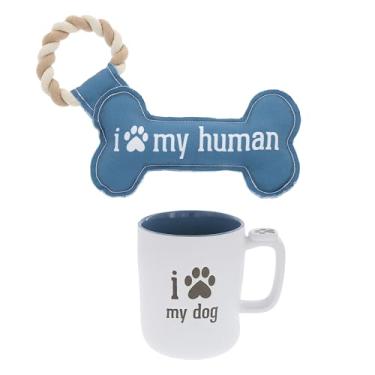 Imagem de Pavilion - Dog Lover - Brinquedo de osso de cachorro de 25,4 cm com caneca de café de 510 g, xícara de chá, cão, mãe, cachorro, pai, K9, conjunto de presente para amantes de cachorrinhos
