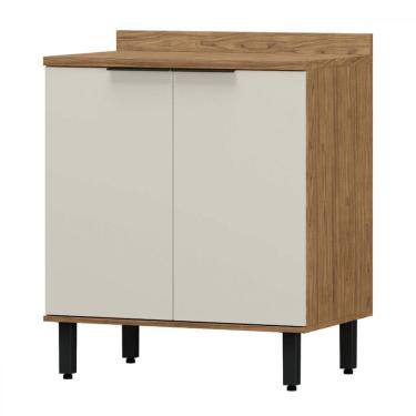 Imagem de Balcão de Cozinha Cloe 2 Portas 100% Mdf Freijó/Off White Bto02 - Pnr Móveis